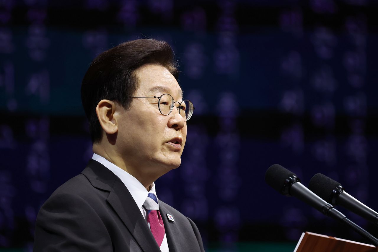 이재명 대통령이 1일 오전 서울 코엑스에서 열린 제107주년 3.1절 행사에서 기념사를 하고 있다. 전민규 기자