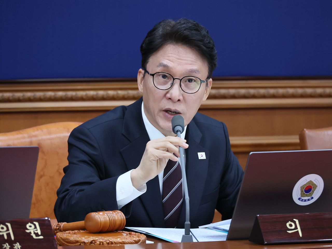 김민석 국무총리가 3일 서울 종로구 정부서울청사에서 열린 국무회의에서 발언하고 있다. 연합뉴스