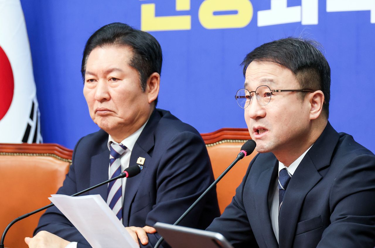 한병도 더불어민주당 원내대표가 4일 국회에서 열린 최고위원회의에 참석해 발언하고 있다. 김성룡 기자/ 2026.03.04