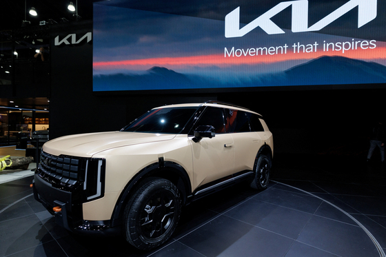 지난해 11월 미국 로스앤젤레스 오토쇼에서 공개된 기아의 신형 텔루라이드. 연합뉴스