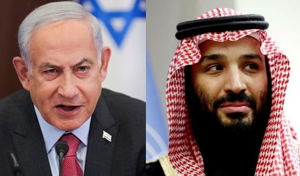 베냐민 네타냐후 이스라엘 총리(왼쪽), 무함마드 빈 살만 사우디아라비아 왕세자. 로이터=연합뉴스