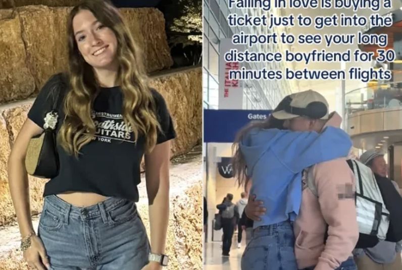 사라가 남자친구와 재회하는 모습. 틱톡 캡쳐