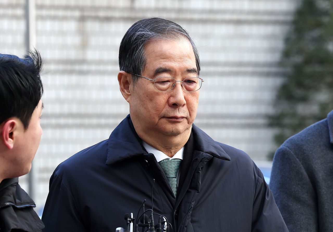 한덕수 전 국무총리가 지난 1월 21일 내란 중요임무 종사 등 혐의 1심 선고공판에 출석하고 있다. 뉴스1