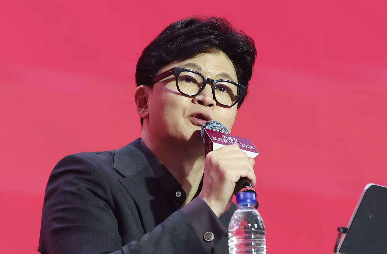 한동훈 전 국민의힘 대표가 지난달 8일 서울 송파구 잠실실내체육관에서 열린 자신의 토크콘서트에서 발언하고 있다. 뉴스1