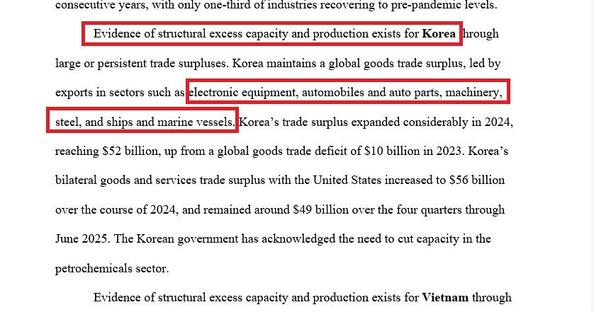 미국 무역대표부(USTR)은 11일(현지시간) 한국을 비롯한 전세계 16개 경제주체를 무역법 301조에 따른 관세 부과를 위한 조사 대상으로 지정했다. USTR은 특히 전자제품, 자동차, 철강, 조선 등 한국의 주력 수출품을 구체적으로 적시하며 대규모 대미 무역 흑자를 문제삼았다. USTR