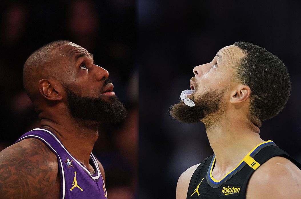 후배에게 에이스 자리를 뺏긴 르브론 제임스. 레이커스를 떠날 전망이다(왼쪽). 장기 부상 중인 스테픈커리. 베테랑이 빠진 워리어스는 부진에 빠졌다. [AFP·AP=연합뉴스]