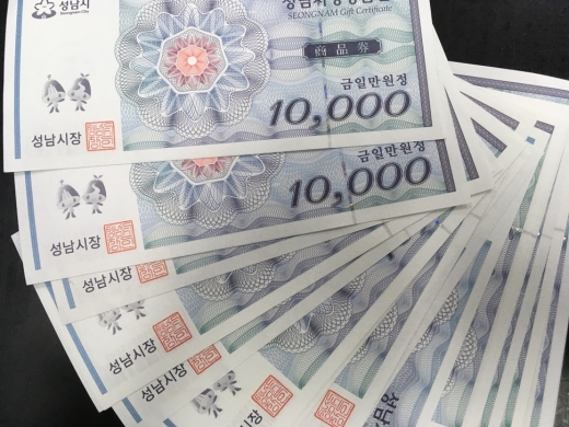 성남시가 발행했던 성남사랑상품권(지역화폐) 사진. 사진 성남시