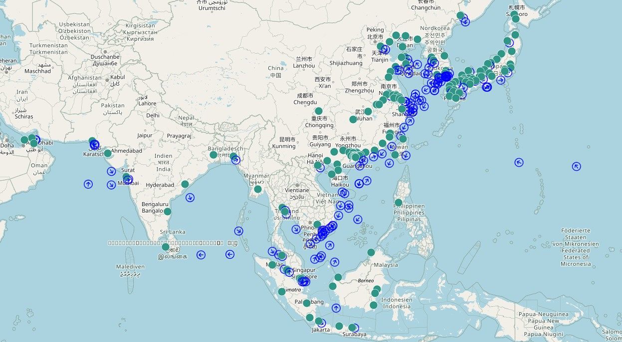 시노코 선박위치. 사진 홈페이지 캡처 