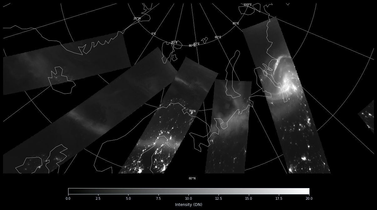 지난 2월 14일 지자기 폭풍당시 차중3호 로키츠에서 본 오로라 고리의 모습. 오른쪽의 밝은 부분이 오로라다. 사진 우주항공청 제공