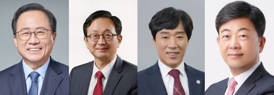 왼쪽부터 김석준 부산시교육감, 정승윤 부산대 법학전문대학원 교수, 최윤홍 전 부산시교육청 부교육감, 박종필 전 부산시교원단체 총연합회장. 사진 선거관리위원회