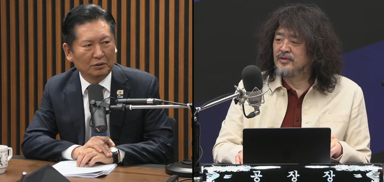 정청래 더불어민주당 대표가 18일 김어준씨 유튜브 방송에 출연한 모습. 김어준씨 유튜브 캡처