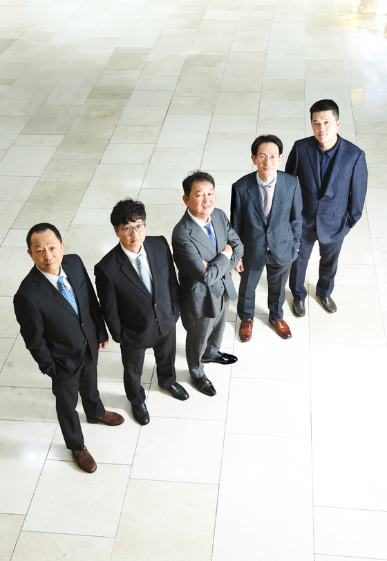 왼쪽부터 박재홍 브레인자산운용 부사장, 김태준 대표, 박건영 사장, 유상록 운용본부장, 황인선 주식운용본부장. 우상조 기자