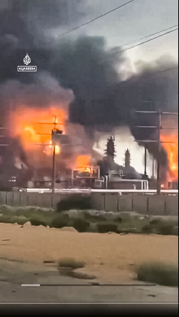 18일(현지시간) 이란 가스전 폭격 당시 현장 모습. 알자지라뉴스 엑스 캡처