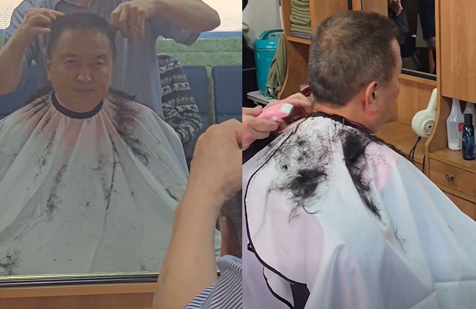 김영환 충북도지사가 삭발하는 모습. 사진 김영환 페이스북 캡처