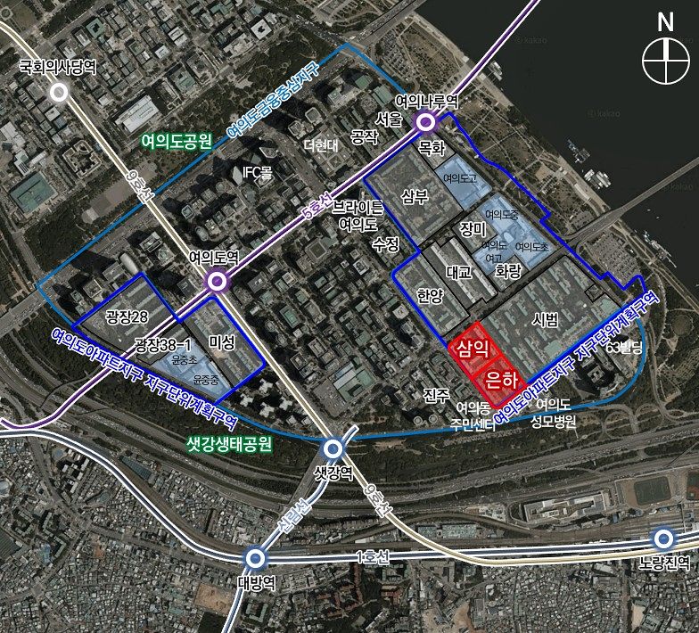 여의도 삼익아파트, 은하아파트 위치도. 자료:서울시