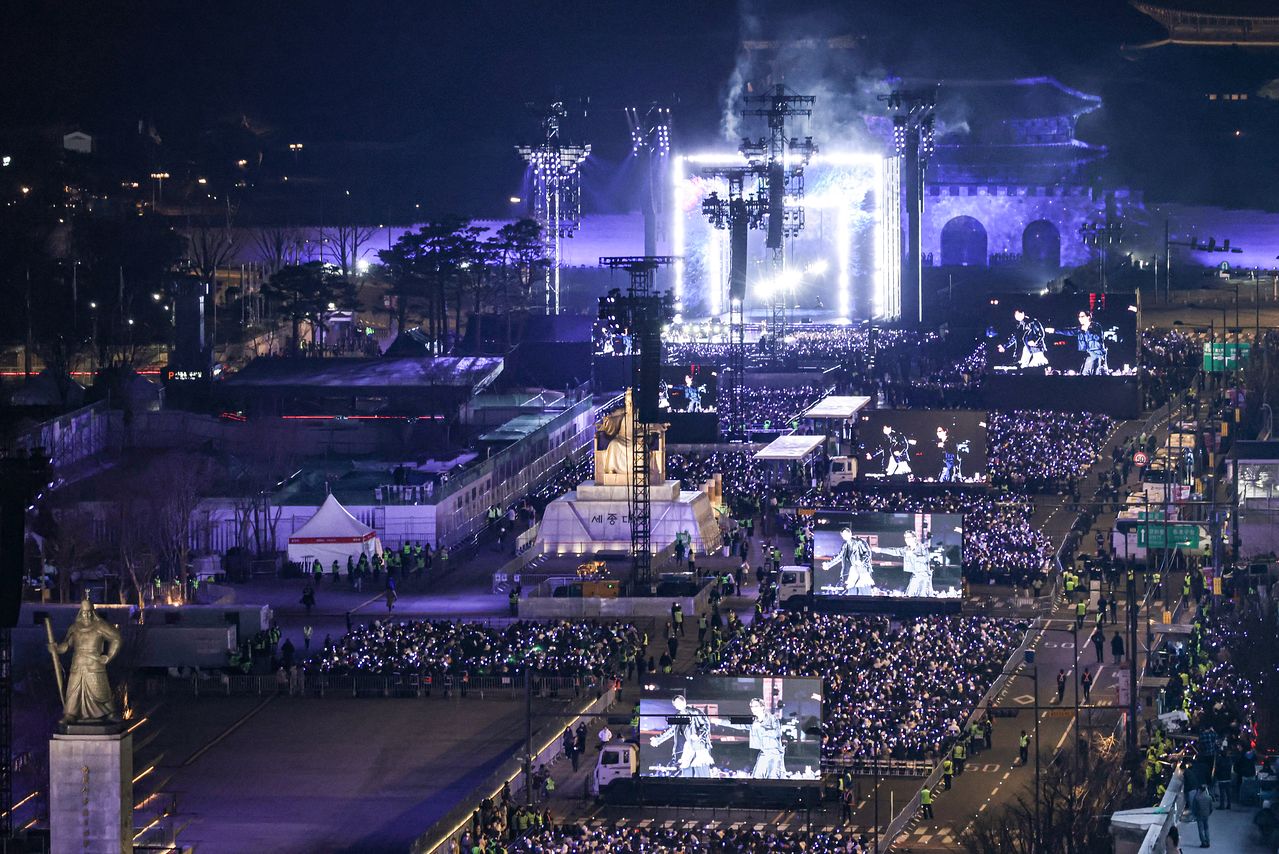 21일 서울 종로구 광화문광장에서 BTS 컴백 라이브: 아리랑'(BTS THE COMEBACK LIVE | ARIRANG)이 열리고 있다. 2026.03.21 사진공동취재단