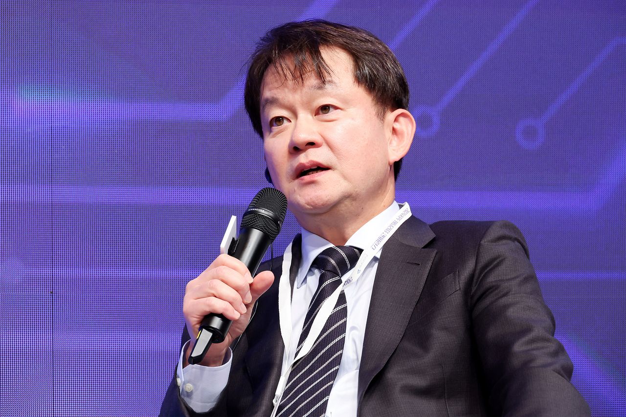 지난 2024년 11월 15일 서울 중구 한국프레스센터에서 2024 KPF 저널리즘 컨퍼런스가 열렸다. 이날 존 리딩 파이낸셜타임즈 대표와 특별 대담에 참석한 박장희 중앙일보 대표가 발언하고 있다. 전민규 기자