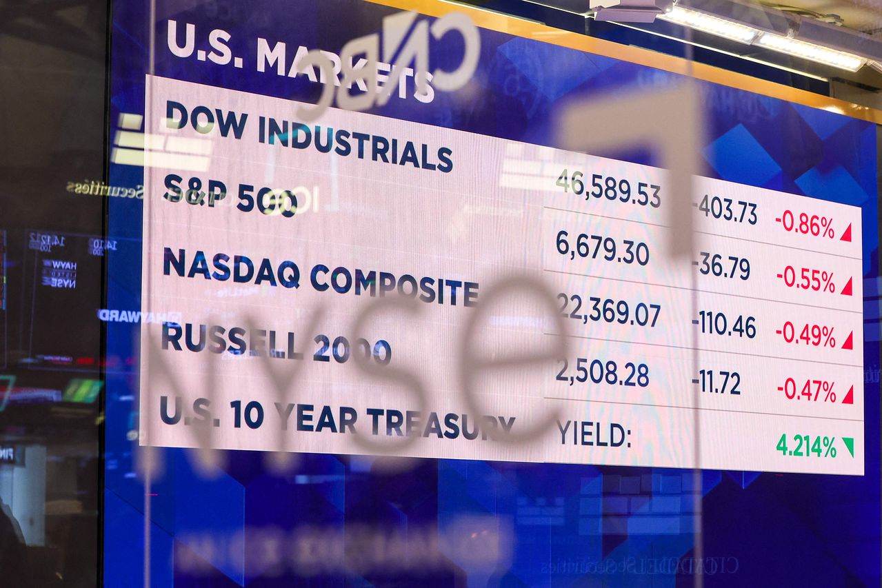 지난 18일(현지시간) 미국 뉴욕증권거래소(NYSE) 전광판. AFP=연합뉴스