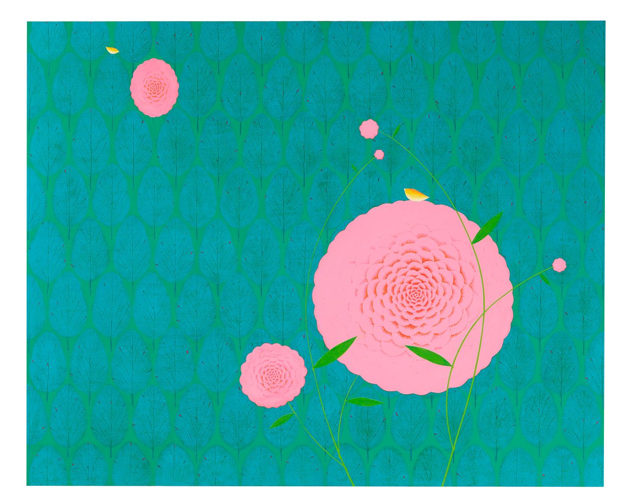 젊은날의 여름꽃-꿈꾸는 겁쟁이, 162.2x130.3cm,Mixed media, 2026년, 작가 이미애