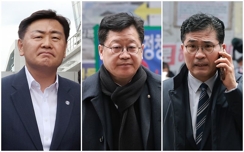 6·3 지방선거 전북지사 예비후보로 나선 김관영 전북지사, 안호영 의원, 이원택 의원(왼쪽부터). 연합뉴스