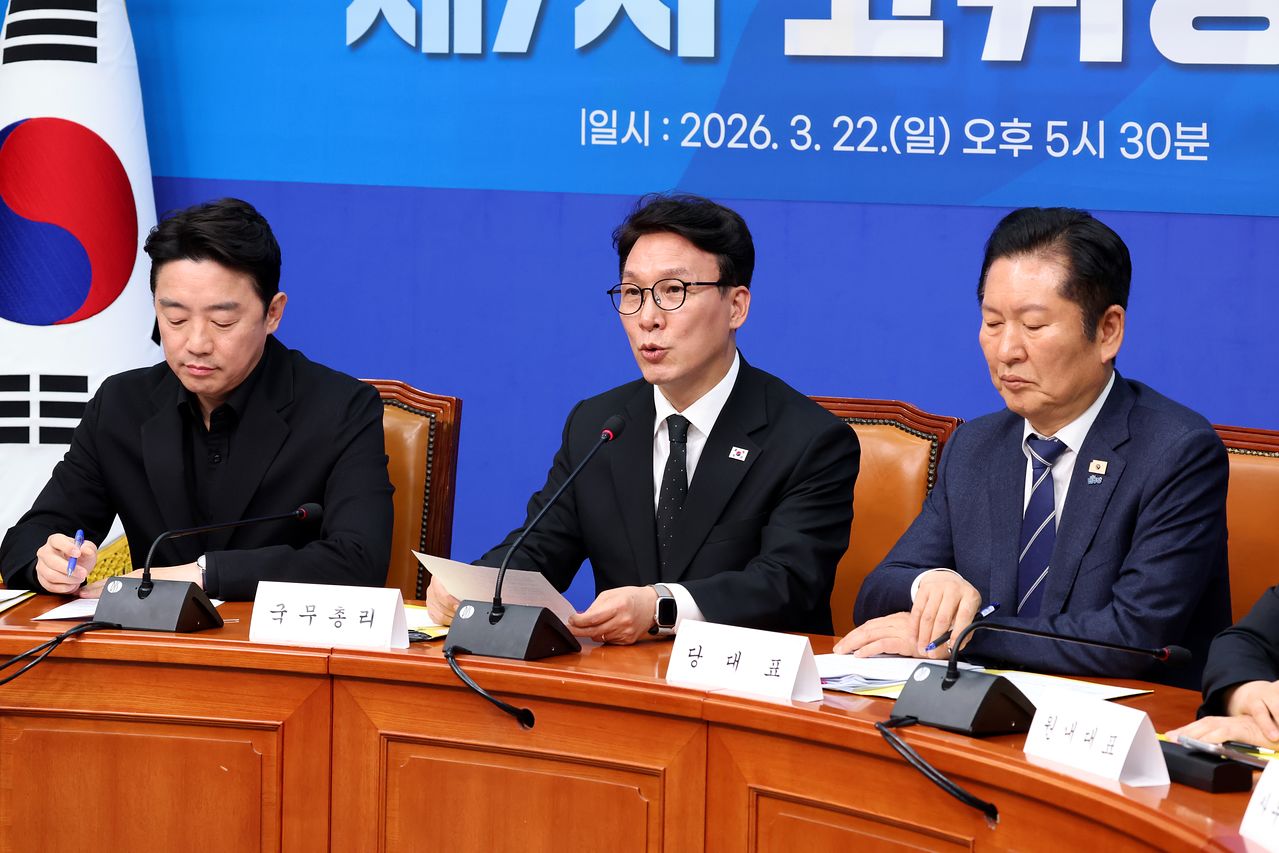 22일 오후 국회에서 제7차 고위당정협의회가 진행되고 있다. 김민석 국무총리가 발언하고 있다. 장진영 기자