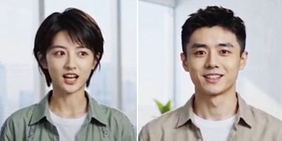 중국에서 한 콘텐트 제작사와 계약한 AI 배우 린시옌(왼쪽)과 친링웨. 사진 SNS 캡처