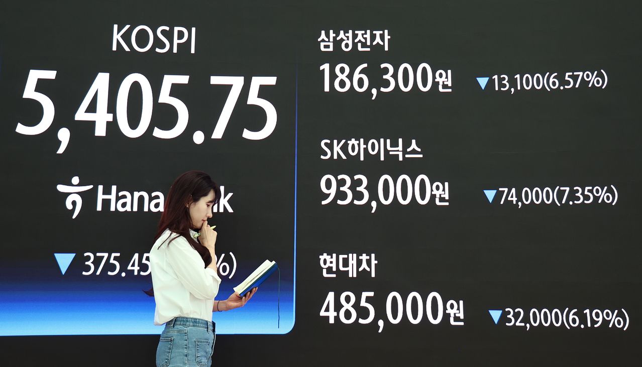 23일 중동분쟁 불확실성이 고조되며 코스피는 전 거래일 대비 6.49% 내린 5405.75로 마감했다. 뉴스1