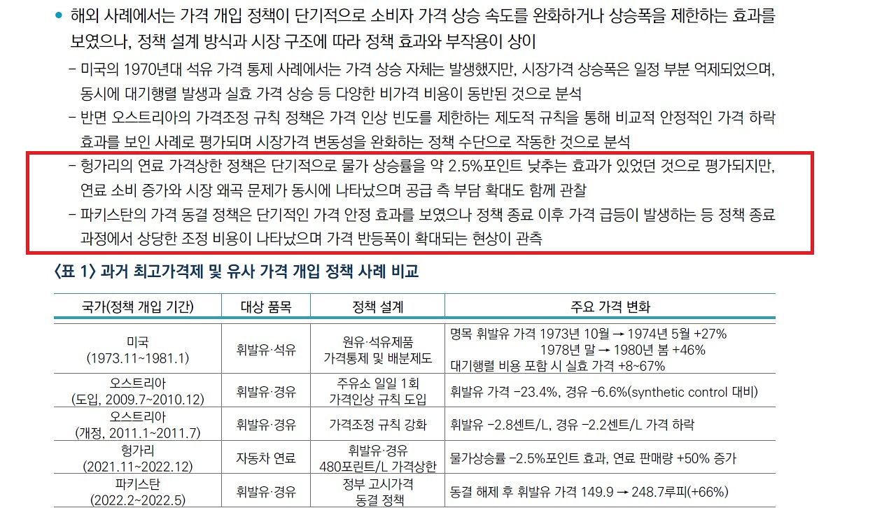 3월23일 산업연구원이 발표한 '석유 최고가격제 시행의 정책적 함의와 향후 방향' 보고서. [산업연구원]