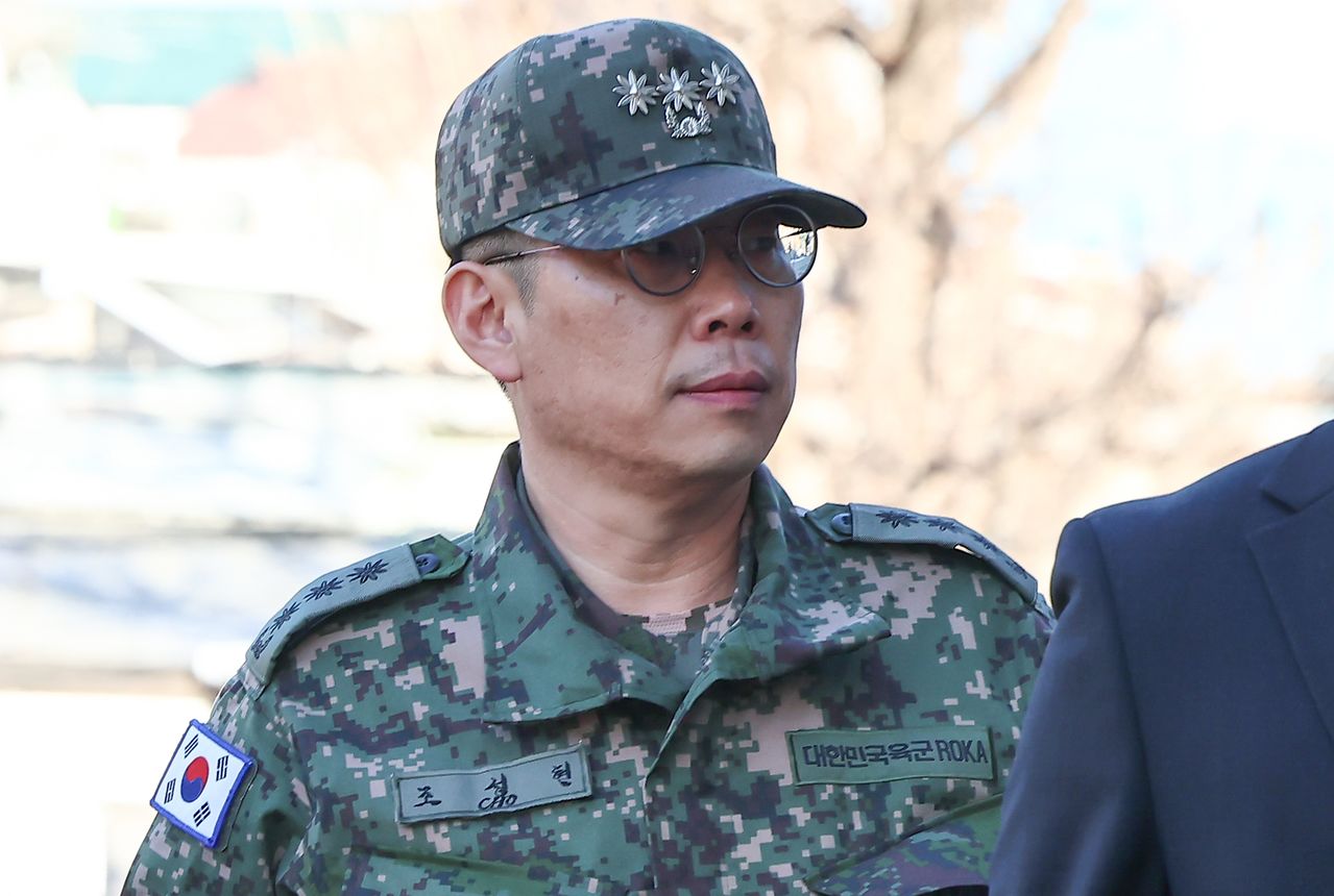 조성현 수도방위사령부 제1경비단장이 지난해 2월 13일 서울 종로구 헌법재판소에서 열린 윤석열 대통령 탄핵 심판 8차 변론에 증인으로 출석하고 있다. 뉴스1