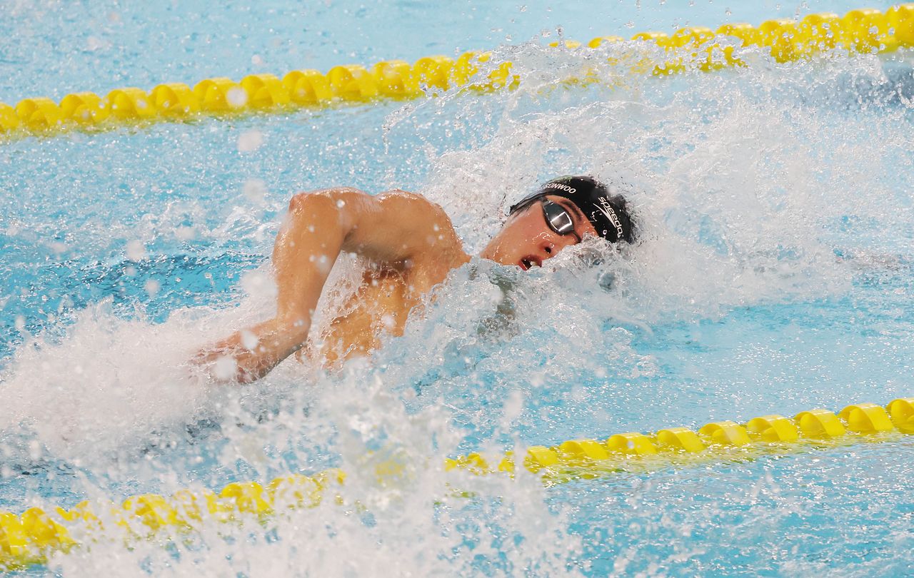 25일 경북 김천실내수영장에서 열린 2026 KB금융 코리아 스위밍 챔피언십 남자 자유형 100ｍ 결승에서 역영하는 황선우. 연합뉴스