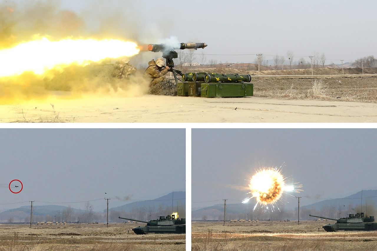 노동신문은 29일 ″김정은 동지께서 국방과학원 장갑무기연구소가 조직한 탱크 능력 평가 시험을 참관했다″라고 보도했다. 노동신문=뉴스1