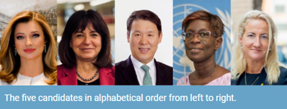 좌측부터 그리스 디오니시아 테오도라 아브게리노폴리오우, 루마니아 안다 필립, 한국 전상수, 세네갈 파투 디엥 티암, 스웨덴 세실리아 비드그레언 후보. 사진 홈페이지 캡처