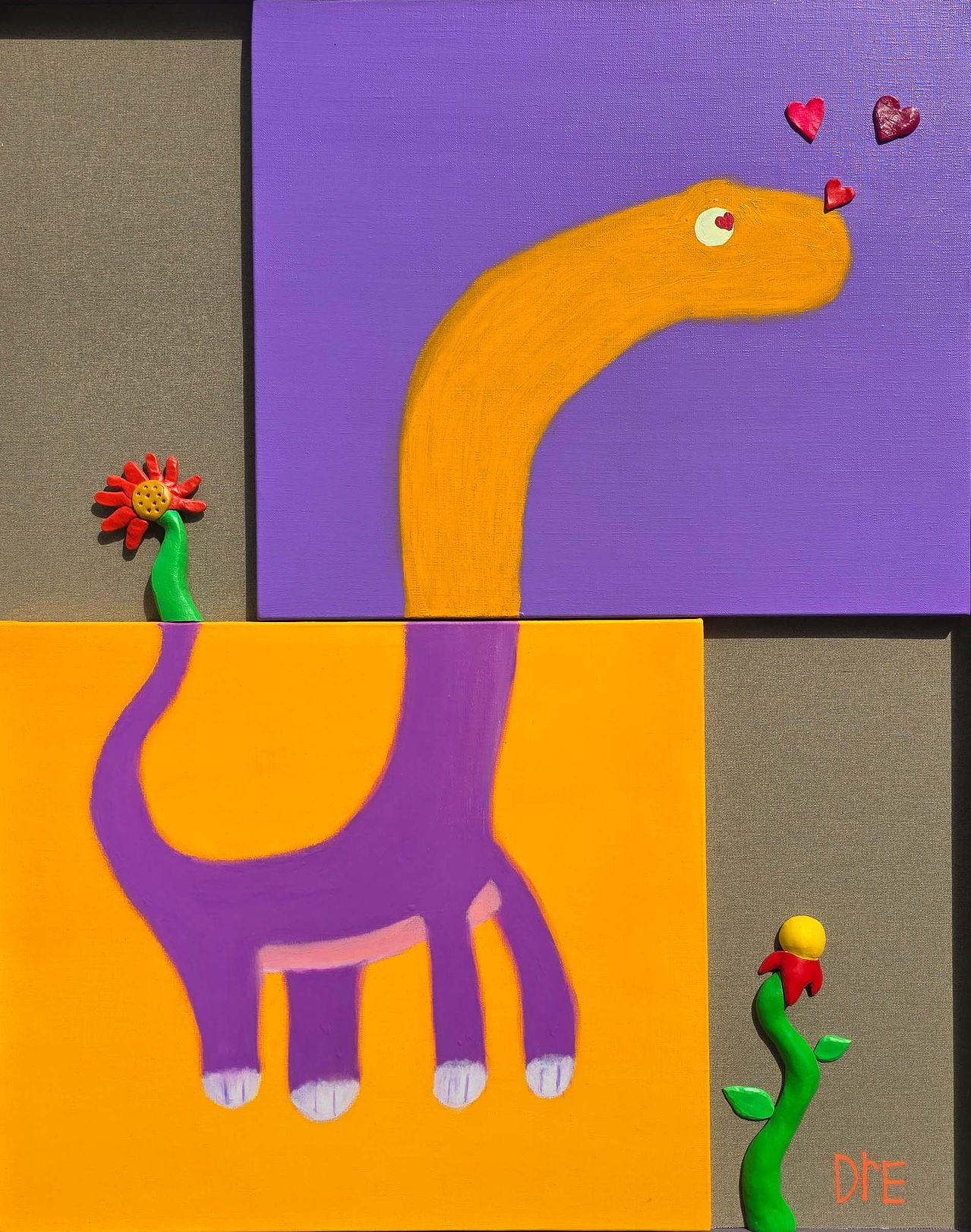 안드레군의 공룡 작품. 오른쪽 아래 'DRE'는 안군의 작품을 나타내는 일종의 도장이다. 사진 가족