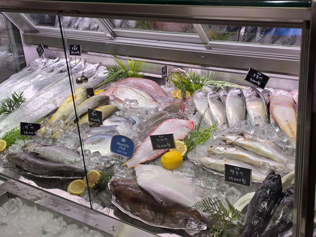 31일 오픈한 롯데백화점 노원점 레피세리 매장 내 수산코너. 고객이 원하는 생선을 고르면 바로 회를 뜨고 초밥으로 만들어 주는 서비스도 제공한다. 사진 롯데백화점