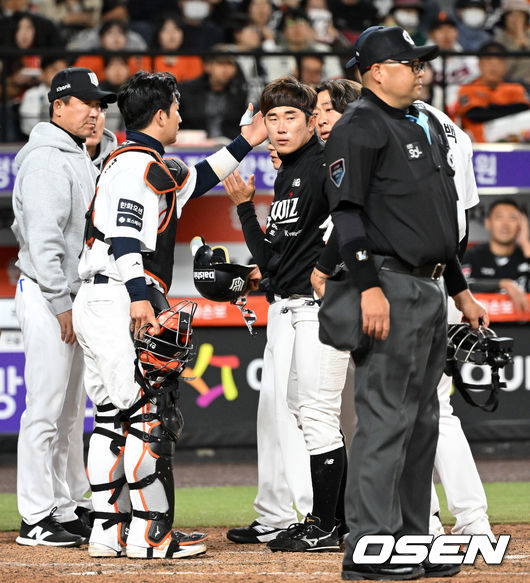 헤드샷 고통 속에서도 후배 위로하는 허경민