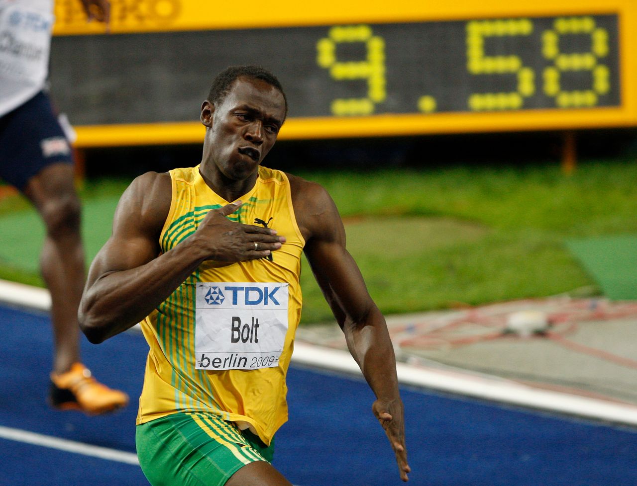 2009 베를린 세계육상선수권대회에서 우사인 볼트가 9초58의 세계신기록으로 남자 100m에서 우승했다. AP=연합뉴스