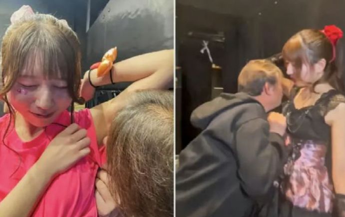 팬에게 '겨드랑이 냄새 맡기' 팬서비스를 하는 일본 지하돌의 모습. SNS, SCMP 등