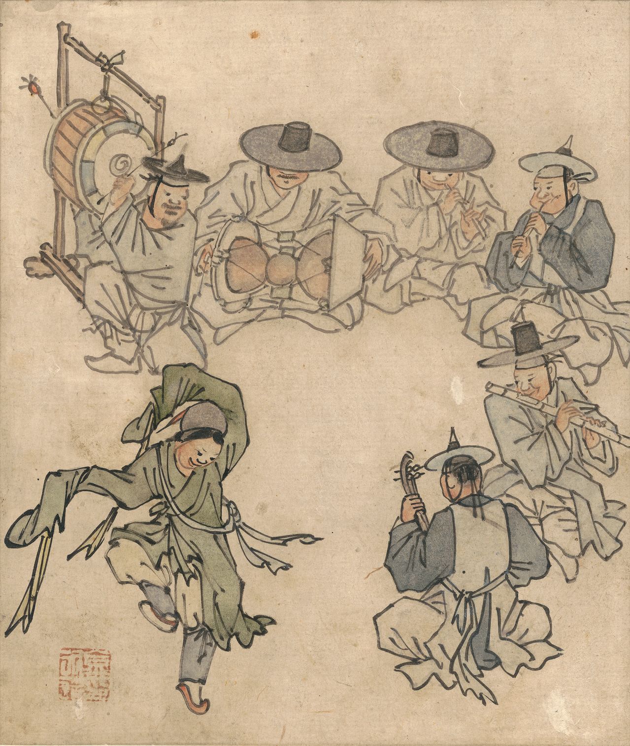 국립중앙박물관이 상설전시관 서화실 전체 작품을 3개월마다 물갈이하는 정기 교체에 맞춰 주제전시 ‘단원 김홍도, 시대를 그리다'를 4일부터 연다. 조선 후기 화단을 이끈 김홍도의 대표 작품을 포함해 50건 96점(보물 8건 포함)이 새롭게 선보인다. 사진은 단원풍속도첩‘(보물) 중 ’무동‘. 사진 국립중앙박물관 