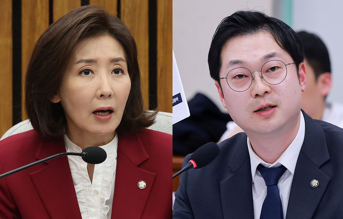 나경원(왼쪽) 국민의힘 의원과 김동아 더불어민주당 의원. 뉴스1·연합뉴스