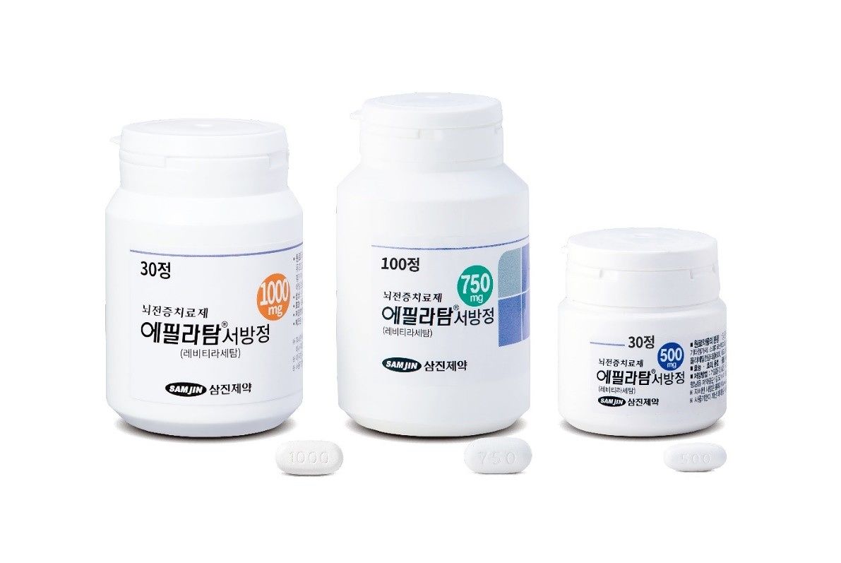 삼진제약 ‘에필라탐 서방정 1000mg / 750mg / 500mg’ 제품 라인업.
