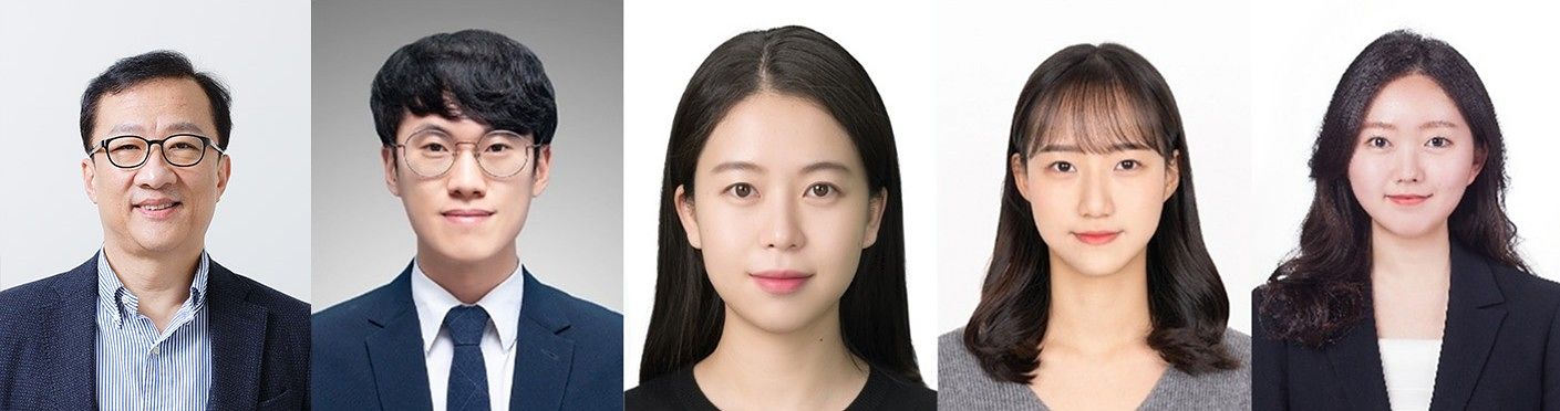 왼쪽부터 연세대 화학과 이동일 교수(교신저자), 김우재 교수(교신저자), 허홍매 박사(공동 제1저자), 이지은 통합과정생(공동 제1저자), 김유현 통합과정생(공동저자).