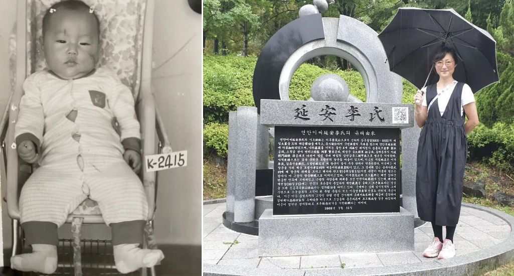 덴마크의 양부모가 입양 여부를 검토할 수 있도록 덴마크로 보내진 마리안느의 사진(왼쪽). 오른쪽은 2024년 6월 대전 중구 뿌리공원에서 찍은 마리안느의 사진. 사진 독자 