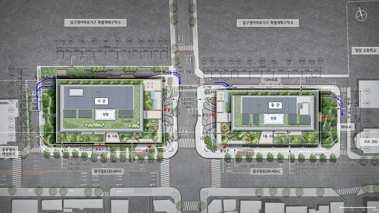 서울 강남구 압구정동 갤러리아백화점 배치도. [사진 서울시]