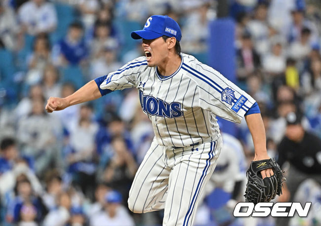 [OSEN=대구, 이석우 기자] 15일 대구삼성라이온즈파크에서 2026 신한 SOL KBO 리그 삼성 라이온즈와 KIA 타이거즈의 경기가 열렸다. 홈팀 삼성은 후라도가, 방문팀 KIA는 네일이 선발 출전했다. 삼성 라이온즈 김재윤이 역투하고 있다. 2026.05.15 / foto0307@osen.co.kr