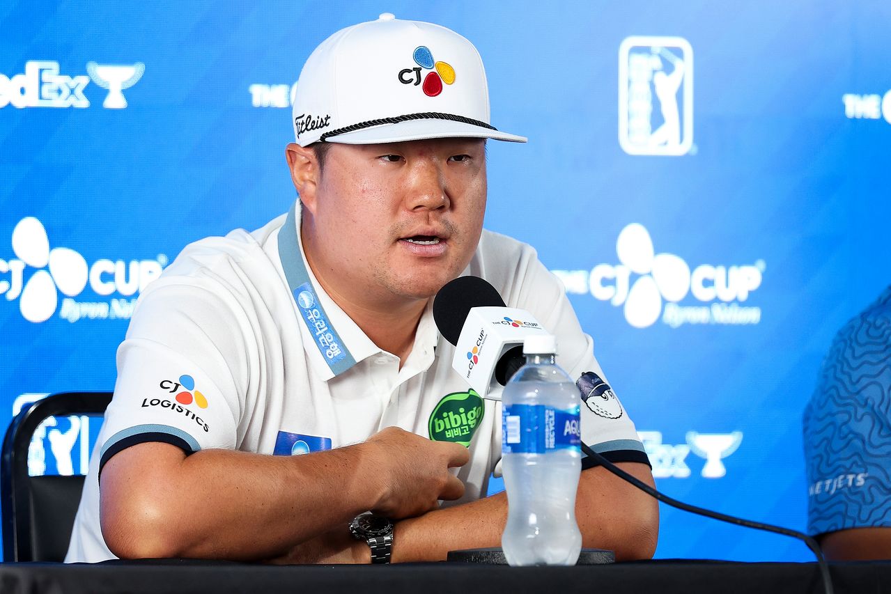 임성재가 19일 열린 PGA 투어 더CJ컵 바이런 넬슨 공식 기자회견에서 각오를 말하고 있다. 사진 CJ그룹