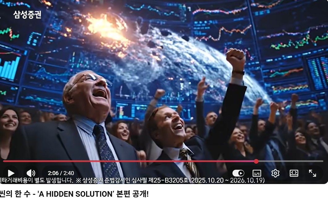 씬의 한 수의 한 장면. 영화적 설정을 재치있게 활용했다. 삼성증권 유튜브 캡처