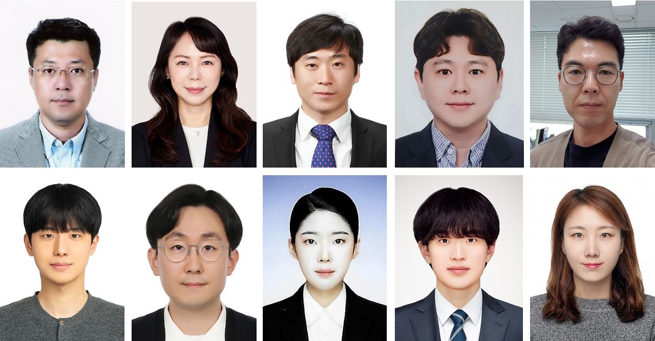 윗줄 왼쪽부터 김형욱 책임연구원, 윤희숙 책임연구원, 서병찬 책임연구원, 김영균 선임연구원, 이승건 책임연구원. 아랫줄 왼쪽부터 유지성 선임연구원, 신다슬 선임연구원, 양수미 학생연구원, 김민직 학생연구원, 김은영 기술원.