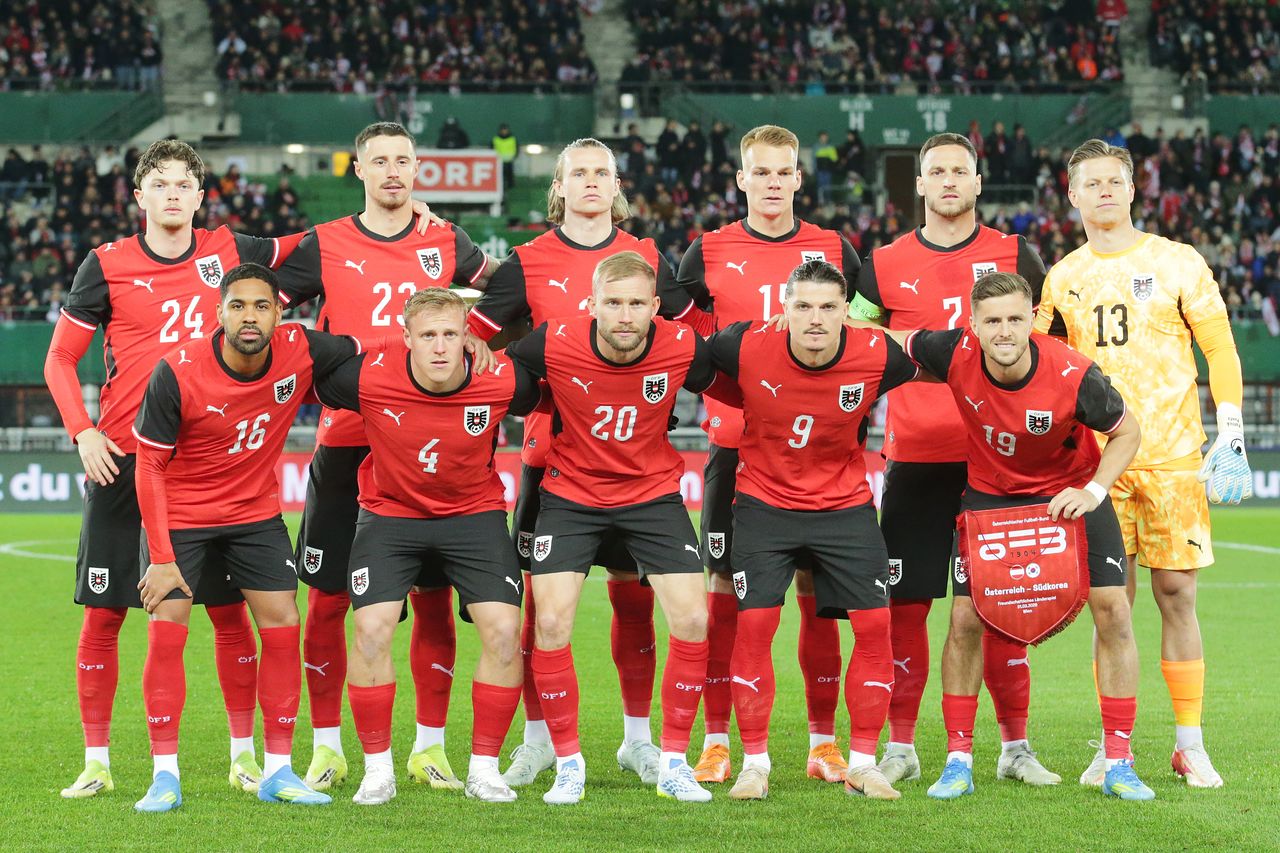 2026 북중미월드컵 조별리그 J조에 속한 오스트리아 축구대표팀. 지난 3월 대한민국과의 평가전에서 1-0으로 이겼다. AP=연합뉴스