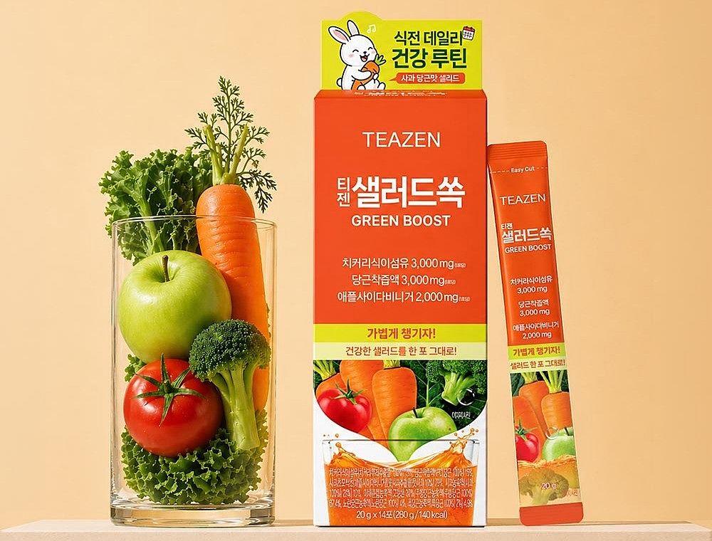 티젠이 20가지 채소와 식이섬유를 담은 마시는 샐러드 ‘샐러드쏙’을 출시했다. 사진 티젠
