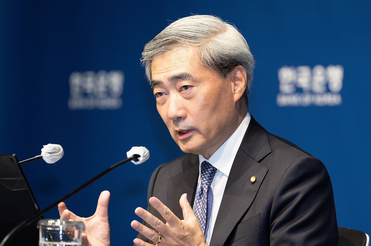 신현송 한국은행 총재가 28일 서울 중구 한국은행 본관에서 열린 통화정책방향 기자간담회에서 발언하고 있다. 우상조 기자